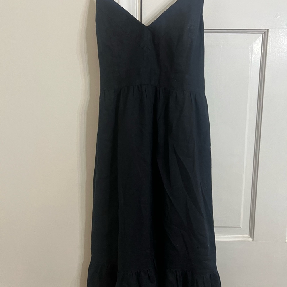 Old Navy Black Midi Dress Adjustable Straps Tie Back Lightweight Sundress Medium